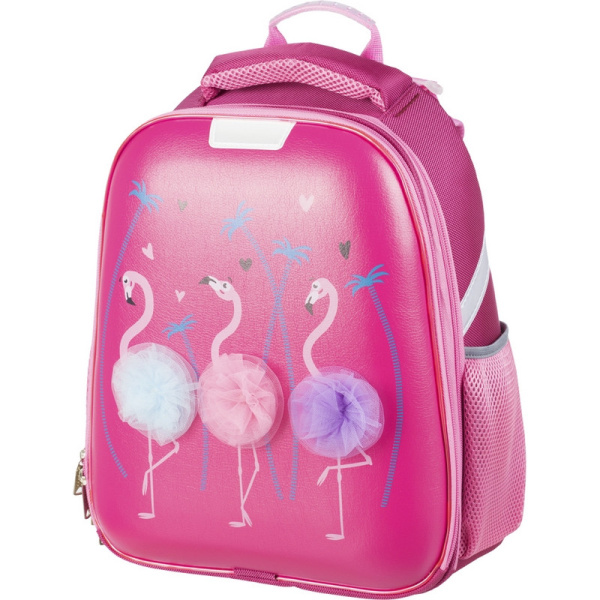 Ранец Basic Flamingo,2 отд., эргоном. спинка, экокожа, светящ.кант