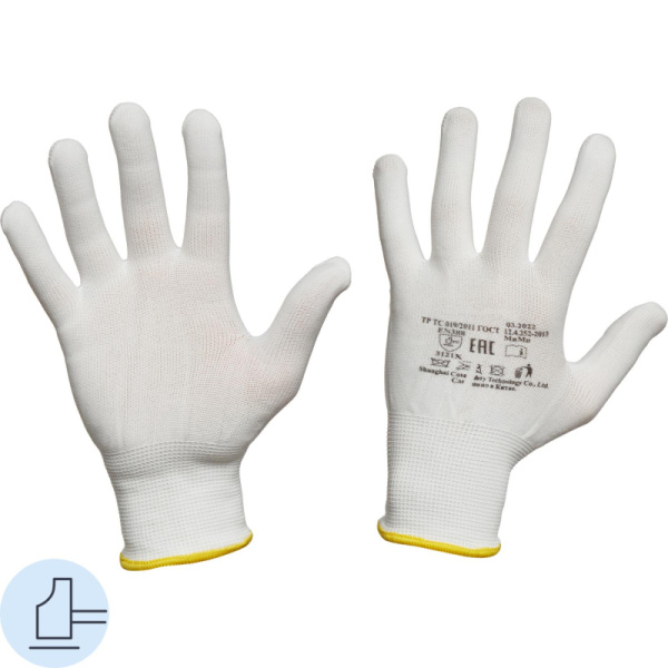 Перчатки защитные нейлоновые белые размер 9