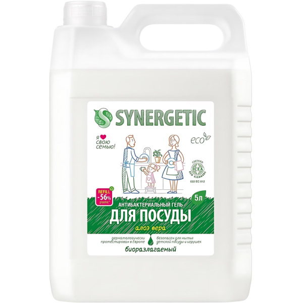 Средство для мытья посуды Synergetic Алоэ концентрированное 5л