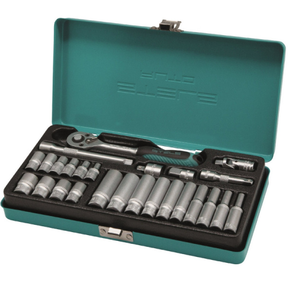 Набор головок торцевых с трещоткой Stels. 1/4. 26 предметов (13574)