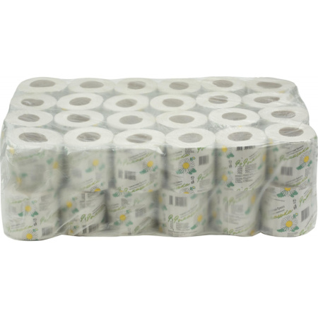 Бумага туалетная 1-сл. ОСТРОВСКАЯ Ромашка втул. сер 26м, 48рул/уп