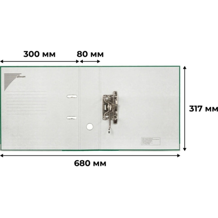 Папка-регистратор с арочн.мех.Комус Экономи 80мм,зелая,ПБП1,карм.кор,мет.уг