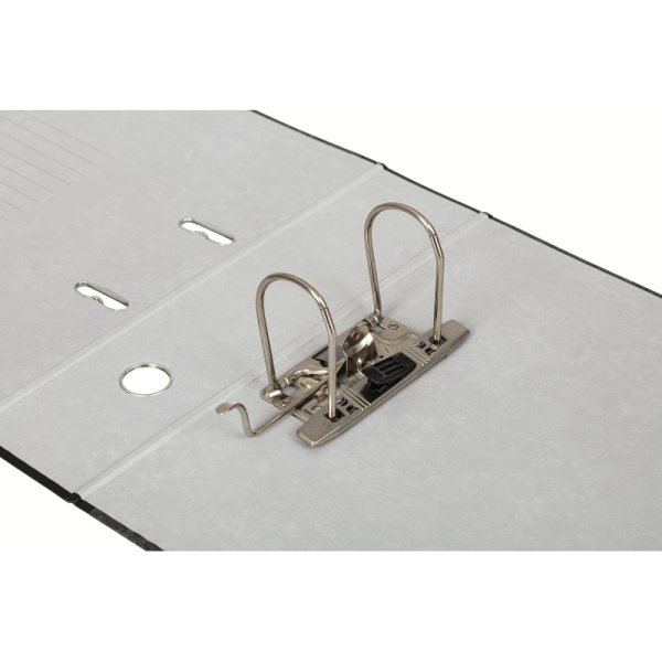 Папка-регистратор с арочн.мехКомус мрам,бум/бум 80мм,чер корш,карм.к,мет.уг