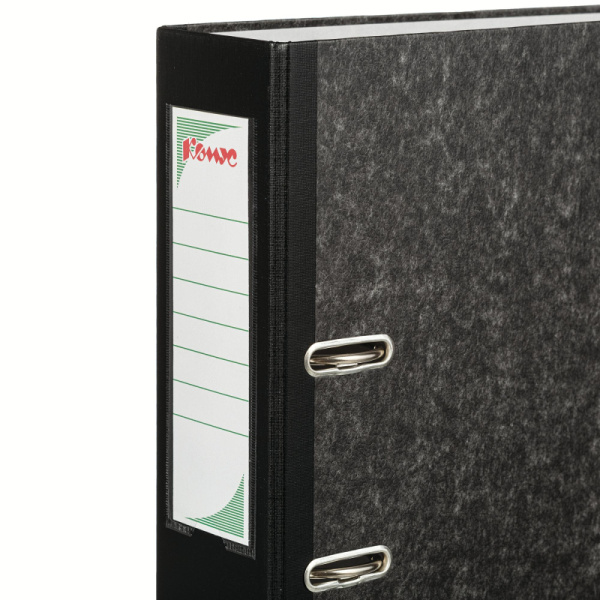 Папка-регистратор с арочн.мехКомус мрам,бум/бум 80мм,чер корш,карм.к,мет.уг