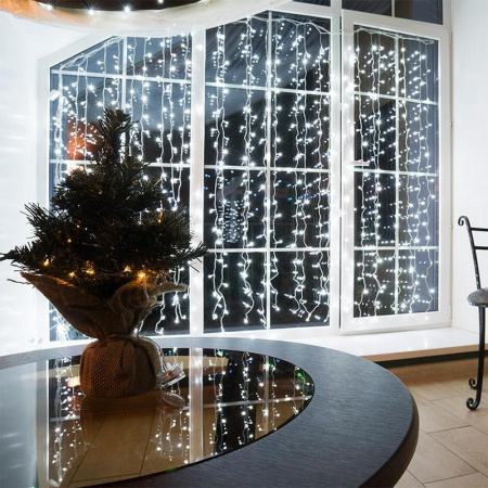 Гирлянда светодиодная Дождь 1,5x1,5 м, 144 LED, мерцание, белый,  235-035