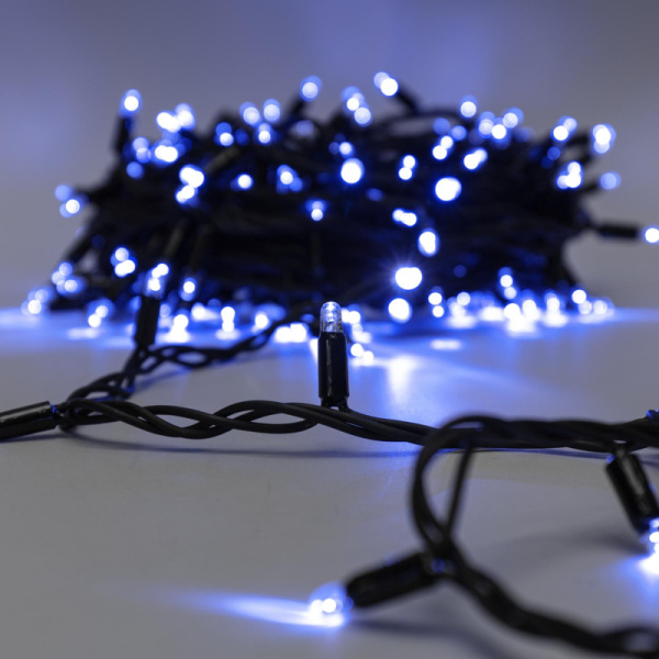 Гирлянда светодиодная Дюраплей LED 20м 200 LED черный каучук Синий 315-153