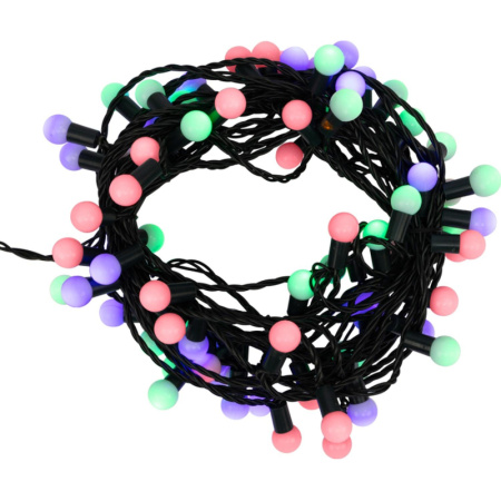 Гирлянда светодиодная Мультишарики 17,5мм,10м, зелен ПВХ, 80, RGB 303-509-6