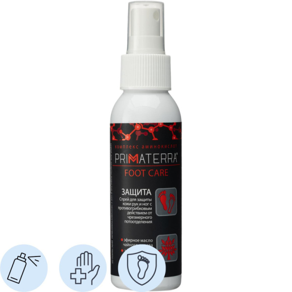 Спрей защит Primaterra FOOT CARE для ног дез/противогрибк 100мл