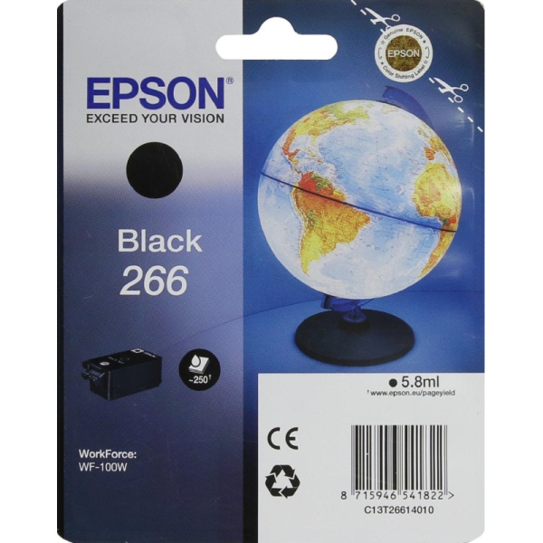 Картридж струйный Epson T266 C13T26614010 чер. для WF-100