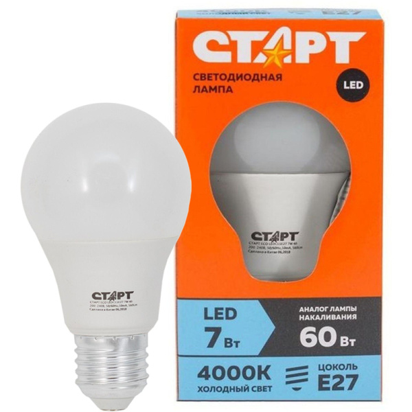 Лампа светодиодная Старт ECO E27 7W 4000K груша