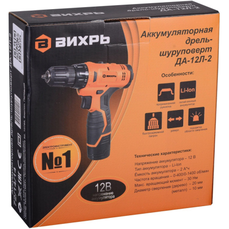 Дрель-шуруповерт аккумуляторная Вихрь ДА-12Л-2 (72/14/14)