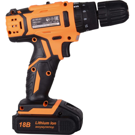 Дрель-шуруповерт аккум. ударная ВИХРЬ ДА-18Л-2кУ 45Нм, 2АКБ(2Ач) (72/14/17)