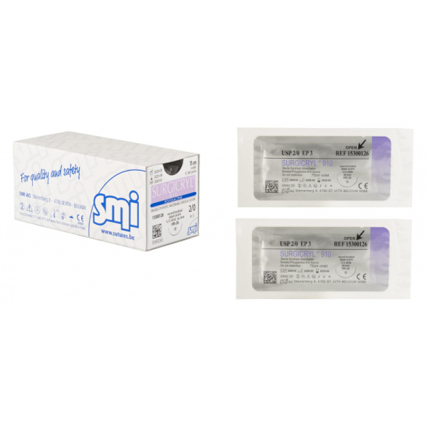 Шовный материал Сургикрил 2/0, 75 см, кол. 26 мм, 1/2 15300126 12шт/уп