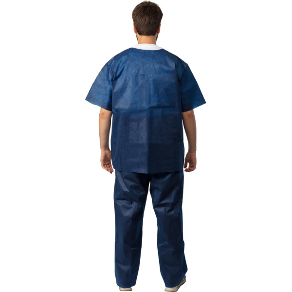 Костюм мед. хирургич.н/с (рубаш.,брюки) спанбонд пл.42 синий р.56-58  Гекса