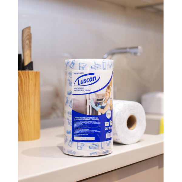 Салфетки хозяйственные Luscan нетк.пол с рисунком 25х30см 45г/м2100л/рул