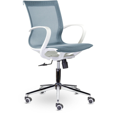 Кресло UP_Йота М-805 white pl сетка голубой, пластик белый, хром