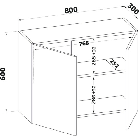 Шкаф Сокол настенный ПН-08 800x300x600 Дуб Сонома