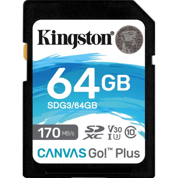 Карта памяти Kingston Canvas Go! Plus SDXC UHS-I Cl10, SDG3/64Gb