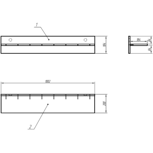 Полка IN навесная Homeoffice 1002x200x184 Дуб натуральный