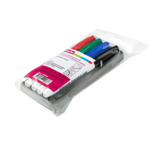 Набор принадлежностей для магнитно-маркерных досок Attache(губка,4 маркера)