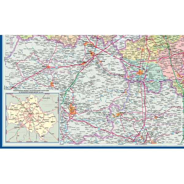 Настенная карта Мос. и Мос.Обл. админ. 1:270 тыс. 1,58х1,17м., КН104/КН124