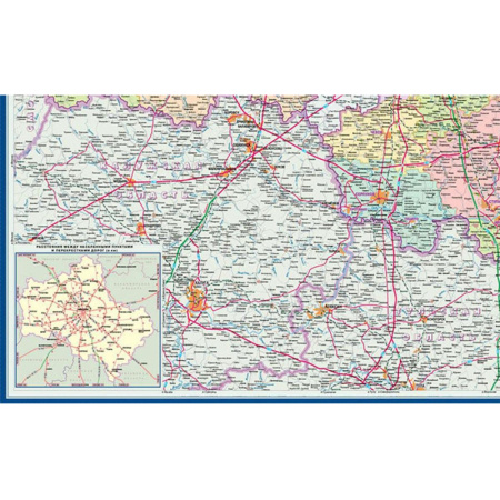 Настенная карта Мос. и Мос.Обл. админ. 1:270 тыс. 1,58х1,17м., КН104/КН124