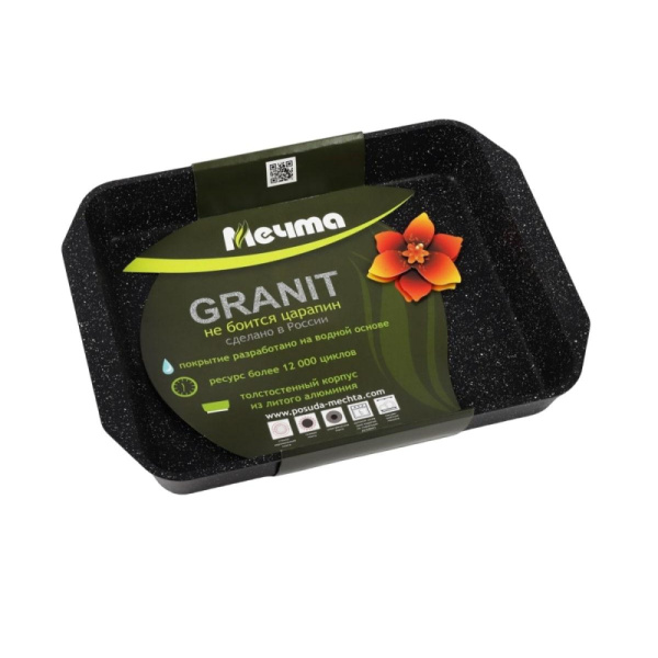 Противень литой алюминий 40x30 см Гранит black, 95802