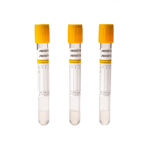 Вакуумные пробирки с акт-ром сверт и гелем 5 мл (13х100мм) Lab-Vac 100шт/уп