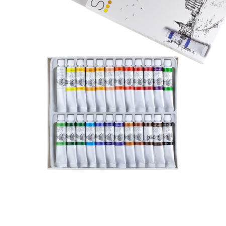 Краски акриловые, 24 цв., 12 мл, в коробке-пенале, 70-0017