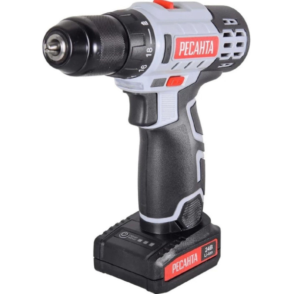 Дрель-шуруповерт аккумуляторная 24В Ресанта ДА-24-2ЛК (75/14/7)