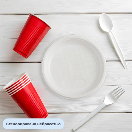 Тарелка одноразовая d 165мм, десертная, белая, ПП, 100шт/уп