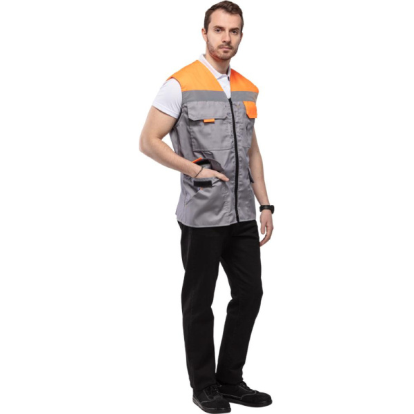 Жилет л30-ЖЛ серый/оранжевый(р.52-54) р.170-176