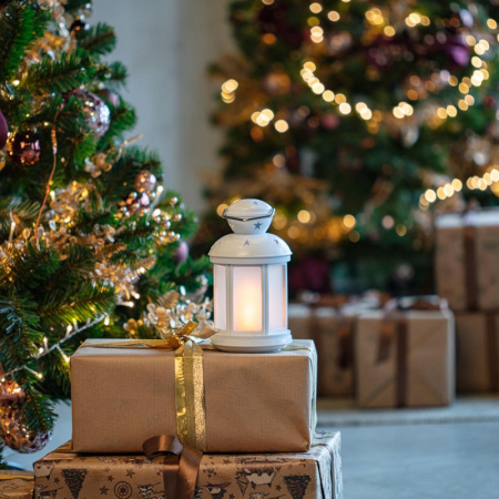 Фонарь декоративный 12х12х20.6см эффект пламени свечи 513-067