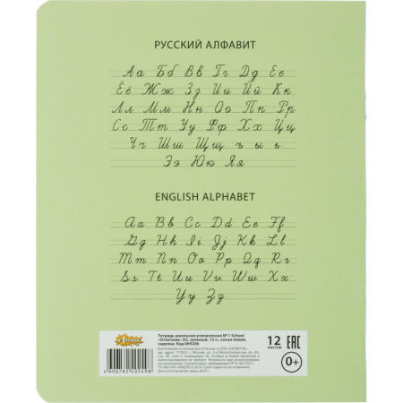 Тетрадь школьная Комус Класс А5 12 л  косая линия Зеленый 10 шт./уп
