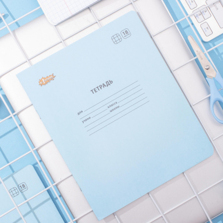 Тетрадь школьная Комус Класс А5 18 л клетка, Голубой 10 шт./уп