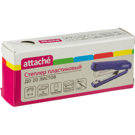 Степлер Attache PSBL1020 (№10) до 20 лист., пластик/металл, синий