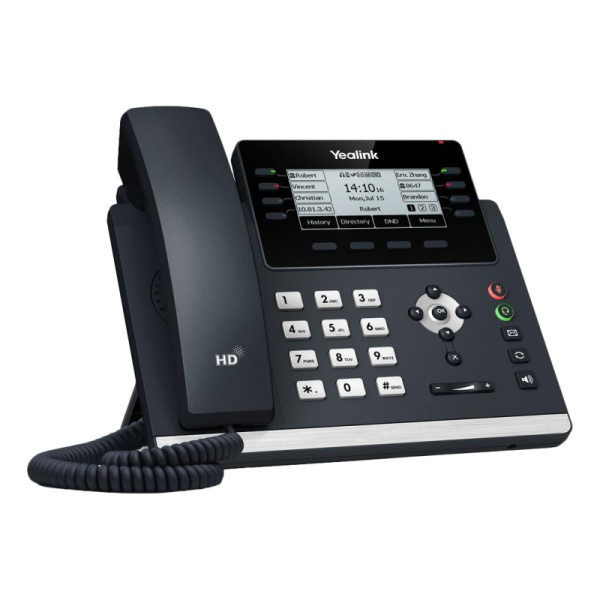 Телефон Yealink (SIP-T43U)12 аккаунтов, 2 порта USB, BLF, PoE, GigE, без БП
