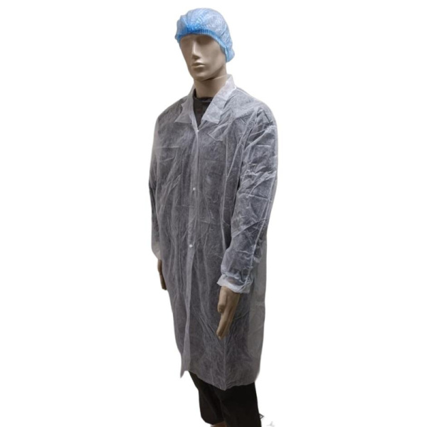 Халат процед однораз. рук.рез,на кнопках,XXXL,дл.110см,пл 20,белый,10шт/уп