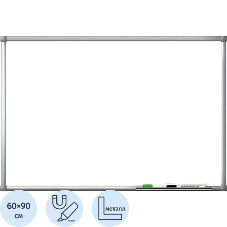 Доска магнитно-маркерная 60х90 эмаль Комус Premium алюмин. рама Россия