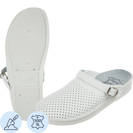 Сабо муж.нат.кожа цв.белый(р.45) (10-12-7)