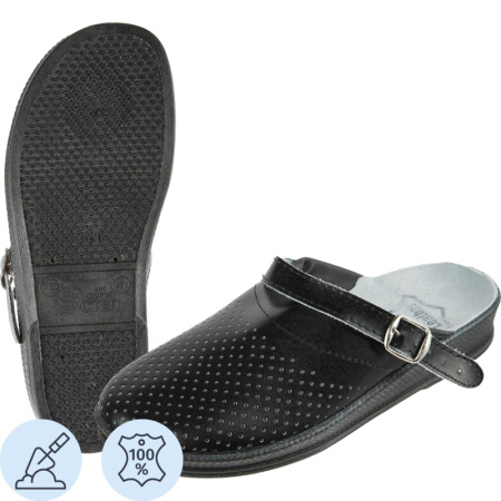 Сабо муж.нат.кожа цв.чёрный(р.46) (10-12-7)