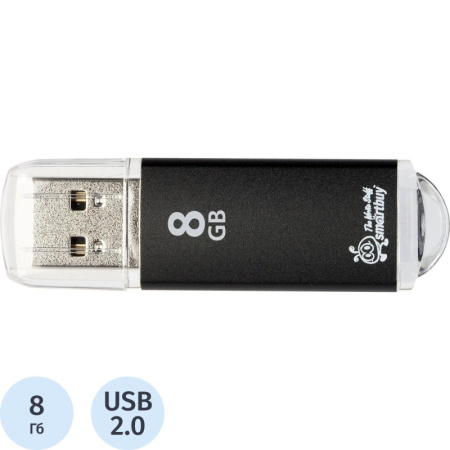 Флеш-память Smartbuy V-Cut, 8Gb, USB 2.0, чер, SB8GBVC-K