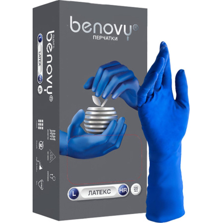 Перчатки мед.смотров. латекс., нест.,н/o, High Risk,Benovy(S) 25 пар/уп