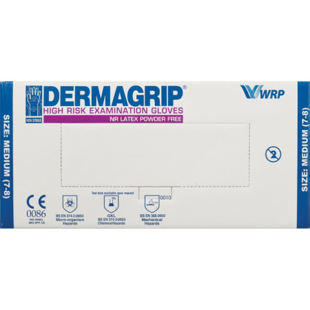 Перчатки мед.смотров. латекс.,нестер.,н/о, Dermagrip High Risk(XL) 25пар,ПС