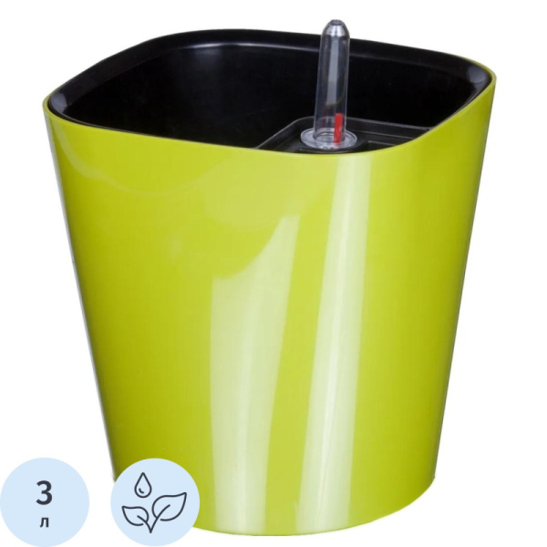 Горшок цветочный с автополивом КОМФОРТ 3л оливковый ПИ-21-6ТХ