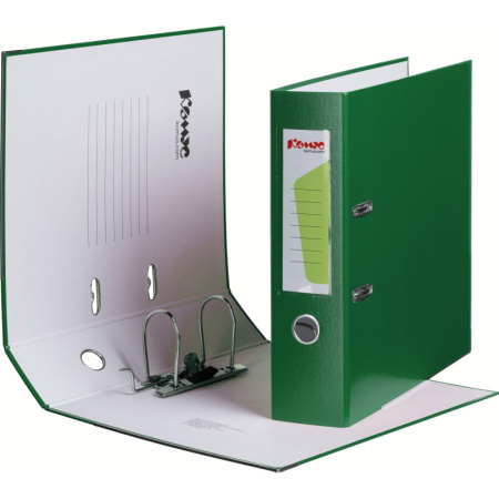 Папка-регистратор с арочн.мех.Комус Экономи 80мм,зелая,ПБП1,карм.кор,мет.уг