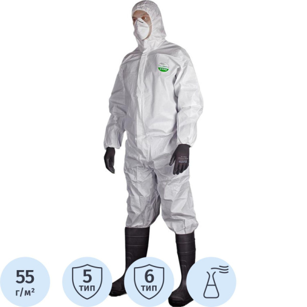 Комбинезон одноразовый защитный с капюш MicroMAX NS белый р-р XXL (EMN428)