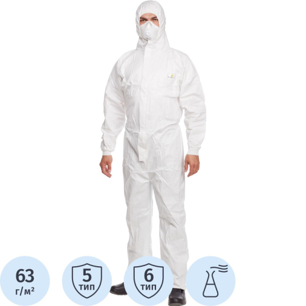 Комбинезон одноразовый с кап DELTA PLUS DT117 бел р-р XXL (DT117XX)