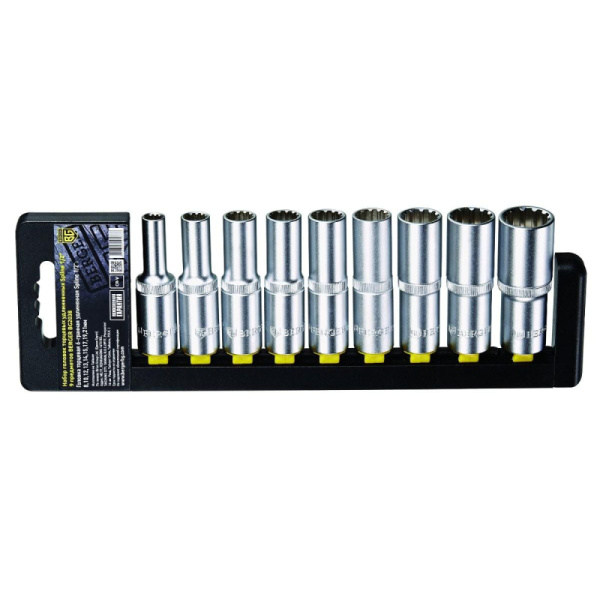 Набор головок торцевых удл. 1/2 Spline 9 пр. (8-21 мм) BERGER BG2038