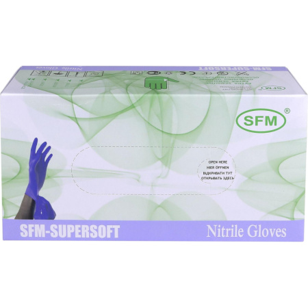 Перчатки нитрил.н/о,текстур,SFM (XL) 100 пар,фиолетово-голубые